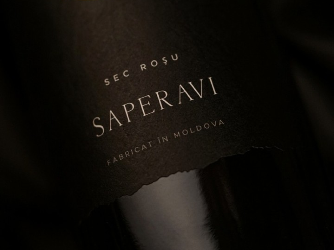 A bottle of wine saperavi, closeup