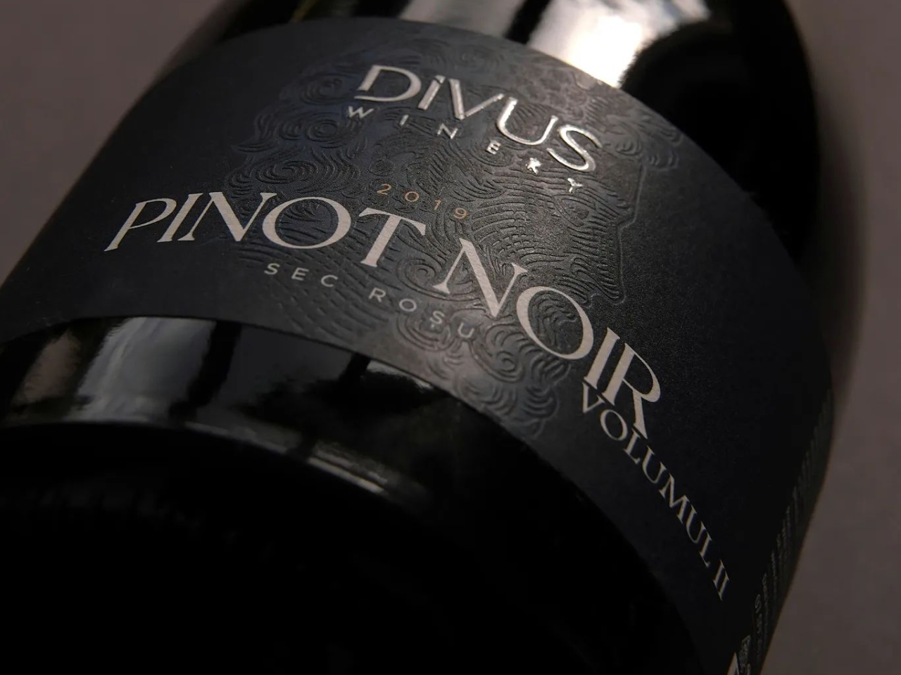 A bottle of Pinot Noir, closeup